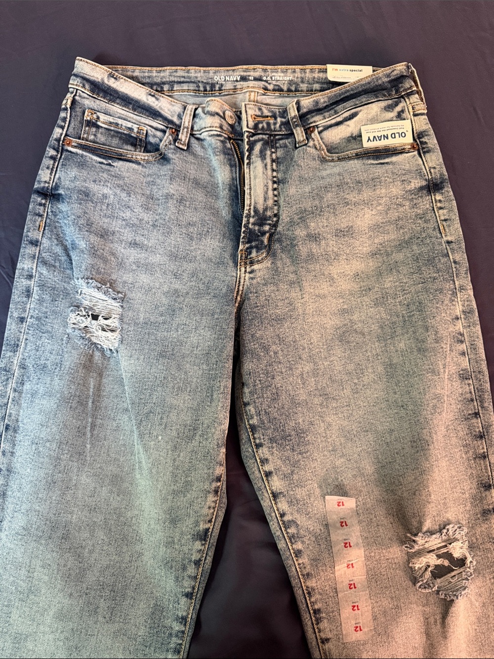Old Navy OG Straight High Rise Distressed Straight Jeans Size 12Long